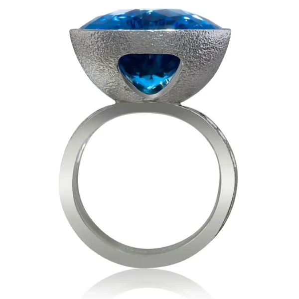 Designer Rings*Alex Soldier Gold Swan Ring with Blue Topaz & Diamonds