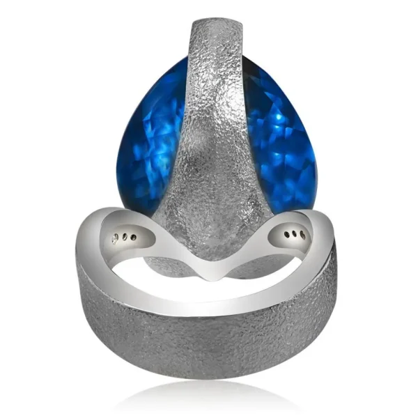 Designer Rings*Alex Soldier Gold Swan Ring with Blue Topaz & Diamonds