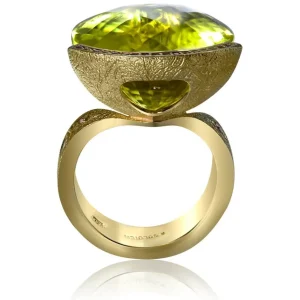 Gold Rings | Designer Rings*Alex Soldier Gold Swan Ring with Lemon Citrine & Pink Sapphires