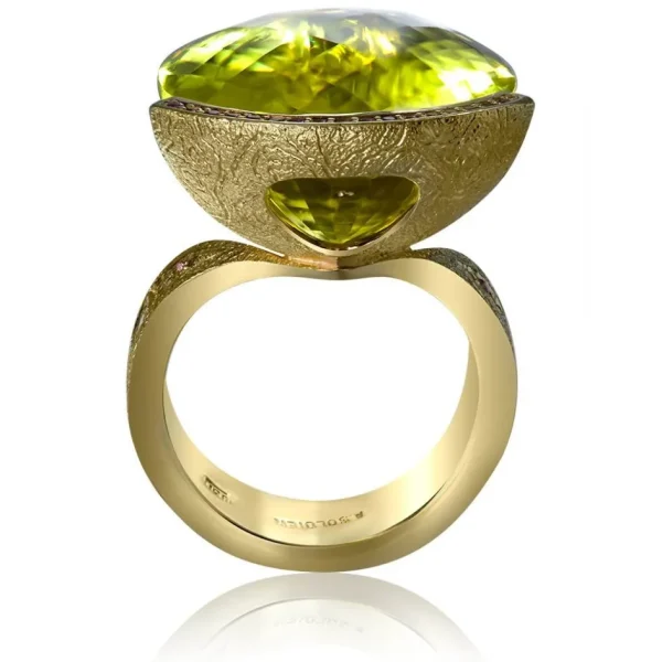 Gold Rings | Designer Rings*Alex Soldier Gold Swan Ring with Lemon Citrine & Pink Sapphires