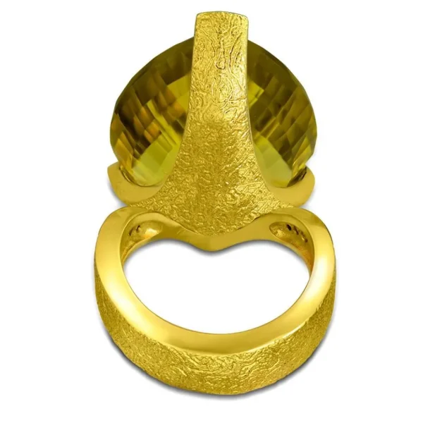 Gold Rings | Designer Rings*Alex Soldier Gold Swan Ring with Lemon Citrine & Pink Sapphires
