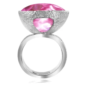 Designer Rings*Alex Soldier Gold Swan Ring with Pink Sapphire & Diamonds