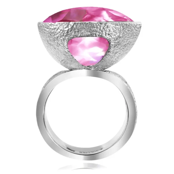 Designer Rings*Alex Soldier Gold Swan Ring with Pink Sapphire & Diamonds
