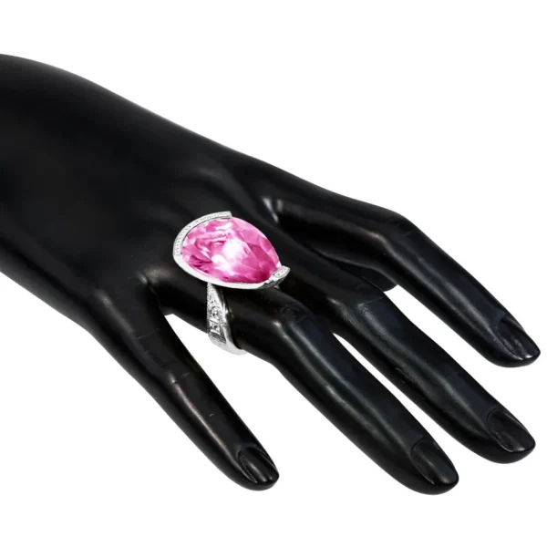 Designer Rings*Alex Soldier Gold Swan Ring with Pink Sapphire & Diamonds