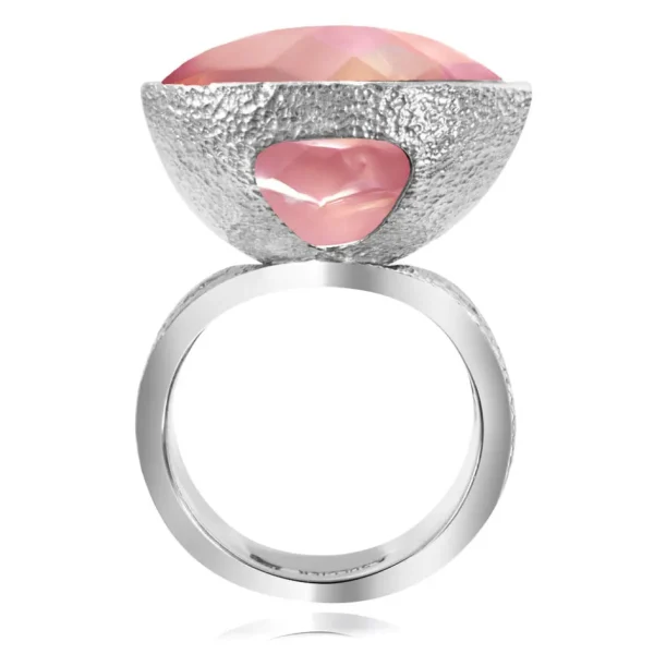 Diamond Jewelry | Designer Rings*Alex Soldier Gold Swan Ring with Rose Quartz & Diamonds