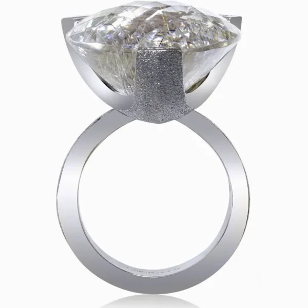 Designer Rings*Alex Soldier Gold Swan Ring with Rutilated Quartz & Diamonds