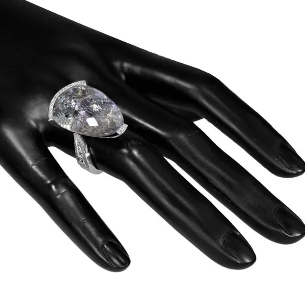 Designer Rings*Alex Soldier Gold Swan Ring with Rutilated Quartz & Diamonds