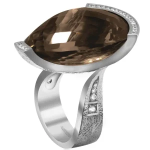 Diamond Jewelry | Designer Rings*Alex Soldier Gold Swan Ring with Smoky Quartz & Diamonds