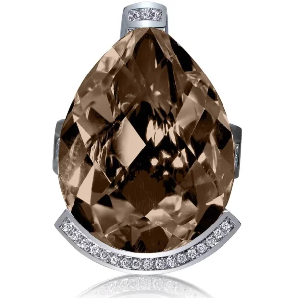 Diamond Jewelry | Designer Rings*Alex Soldier Gold Swan Ring with Smoky Quartz & Diamonds