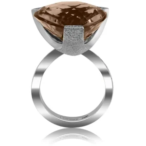 Diamond Jewelry | Designer Rings*Alex Soldier Gold Swan Ring with Smoky Quartz & Diamonds