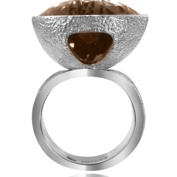 Diamond Jewelry | Designer Rings*Alex Soldier Gold Swan Ring with Smoky Quartz & Diamonds