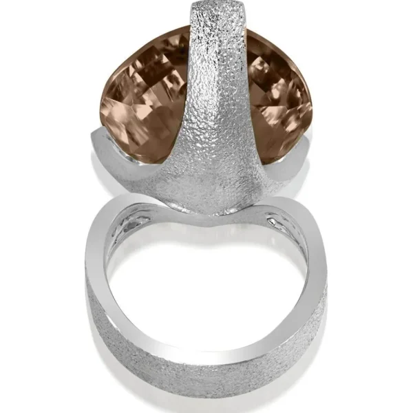 Diamond Jewelry | Designer Rings*Alex Soldier Gold Swan Ring with Smoky Quartz & Diamonds