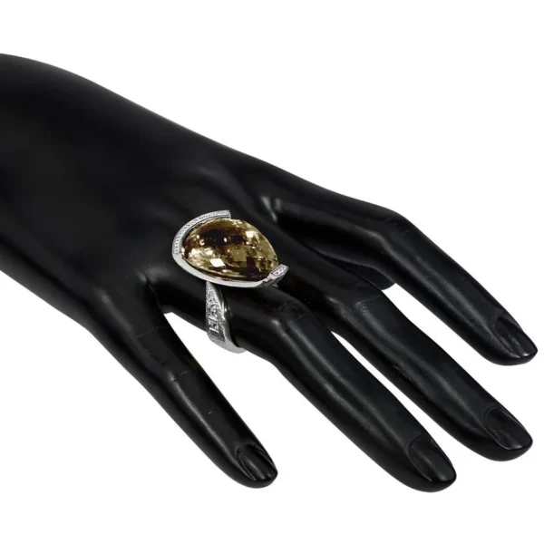 Diamond Jewelry | Designer Rings*Alex Soldier Gold Swan Ring with Smoky Quartz & Diamonds