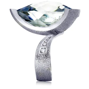 Designer Rings*Alex Soldier Gold Swan Ring with White Topaz & Diamonds