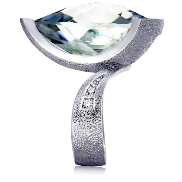 Designer Rings*Alex Soldier Gold Swan Ring with White Topaz & Diamonds