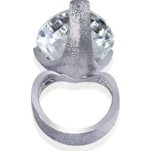 Designer Rings*Alex Soldier Gold Swan Ring with White Topaz & Diamonds