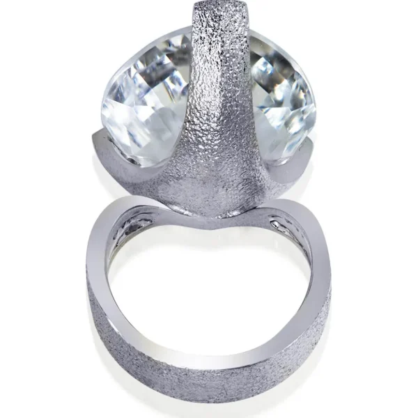 Designer Rings*Alex Soldier Gold Swan Ring with White Topaz & Diamonds