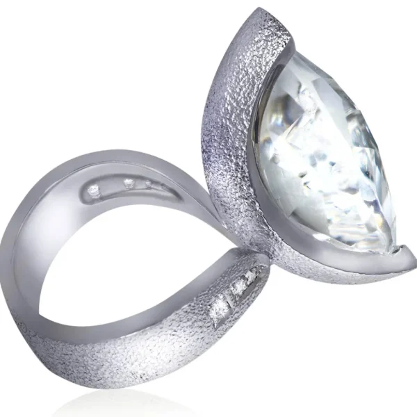 Designer Rings*Alex Soldier Gold Swan Ring with White Topaz & Diamonds