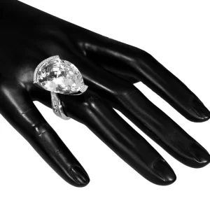 Designer Rings*Alex Soldier Gold Swan Ring with White Topaz & Diamonds