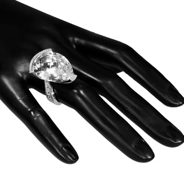 Designer Rings*Alex Soldier Gold Swan Ring with White Topaz & Diamonds