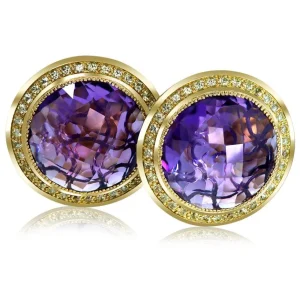 Amethyst Jewelry | Stud Earrings*Alex Soldier Gold Symbolica Earrings with Amethyst & Peridots