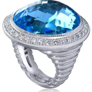 Designer Rings*Alex Soldier Gold Symbolica Ring with Blue Topaz & White Diamonds