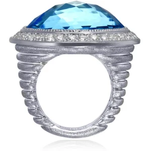 Designer Rings*Alex Soldier Gold Symbolica Ring with Blue Topaz & White Diamonds