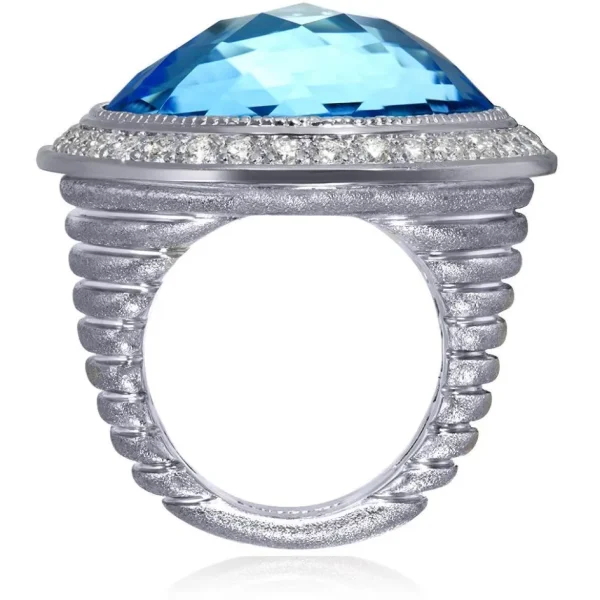 Designer Rings*Alex Soldier Gold Symbolica Ring with Blue Topaz & White Diamonds
