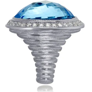 Designer Rings*Alex Soldier Gold Symbolica Ring with Blue Topaz & White Diamonds