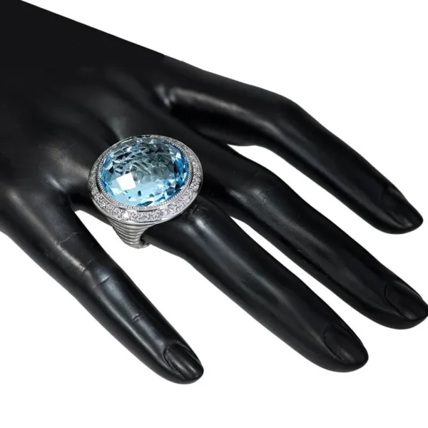Designer Rings*Alex Soldier Gold Symbolica Ring with Blue Topaz & White Diamonds