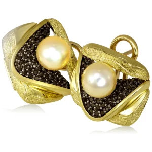Diamond Jewelry | Pearl Earrings*Alex Soldier Gold Trinity Earrings with Akoya Pearl and Diamonds