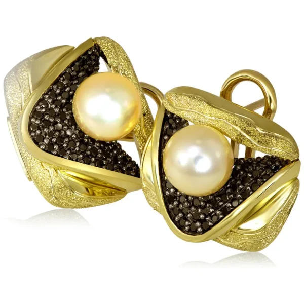 Diamond Jewelry | Pearl Earrings*Alex Soldier Gold Trinity Earrings with Akoya Pearl and Diamonds