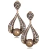 Pearl Earrings | Diamond Earrings*Alex Soldier Gold Twist Earrings With Chocolate Pearl & Diamonds