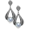 Pearl Earrings | Diamond Earrings*Alex Soldier Gold Twist Earrings With Freshwater Pearl & Diamonds