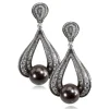Pearl Earrings | Diamond Earrings*Alex Soldier Gold Twist Earrings With Tahitian Pearl & Diamonds