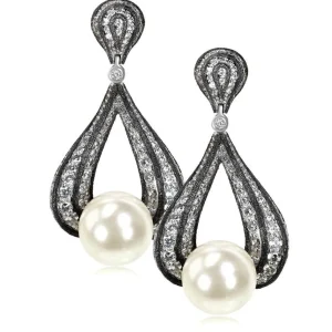 Pearl Earrings | Diamond Earrings*Alex Soldier Gold Twist Earrings With Pearl & White Diamonds