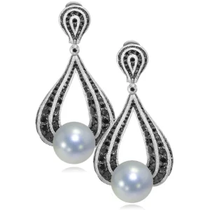 Pearl Earrings | Diamond Earrings*Alex Soldier Gold Twist Earrings With Freshwater Pearl & Diamonds