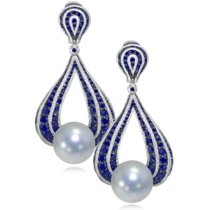 Sapphire Jewelry | Pearl Earrings*Alex Soldier Gold Twist Earrings With Pearl & Sapphires