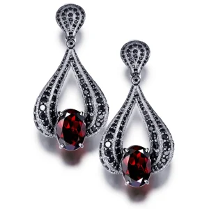 Garnet Jewelry | Stud Earrings*Alex Soldier Gold Twist Earrings With Garnet & Black Spinel