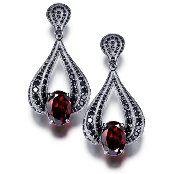 Garnet Jewelry | Stud Earrings*Alex Soldier Gold Twist Earrings With Garnet & Black Spinel