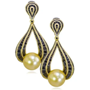 Diamond Jewelry | Pearl Earrings*Alex Soldier Gold Twist Earrings With Golden Pearls & Diamonds