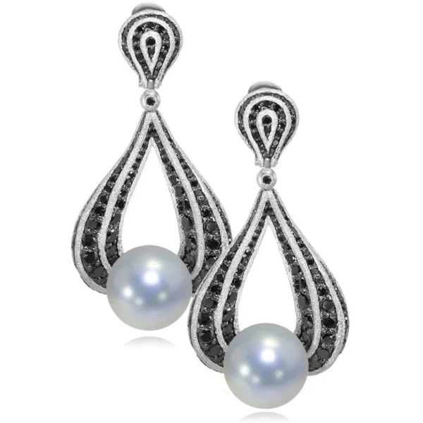 Pearl Earrings | Diamond Earrings*Alex Soldier Gold Twist Earrings With Freshwater Pearl & Diamonds