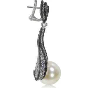Pearl Earrings | Diamond Earrings*Alex Soldier Gold Twist Earrings With Pearl & White Diamonds