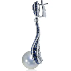 Sapphire Jewelry | Pearl Earrings*Alex Soldier Gold Twist Earrings With Pearl & Sapphires