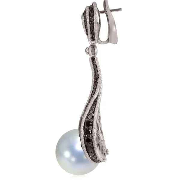 Pearl Earrings | Diamond Earrings*Alex Soldier Gold Twist Earrings With Freshwater Pearl & Diamonds