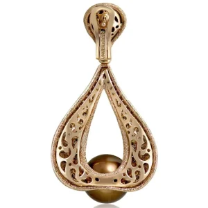 Pearl Earrings | Diamond Earrings*Alex Soldier Gold Twist Earrings With Chocolate Pearl & Diamonds