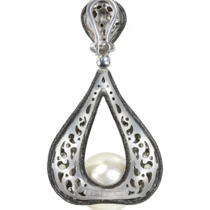 Pearl Earrings | Diamond Earrings*Alex Soldier Gold Twist Earrings With Pearl & White Diamonds