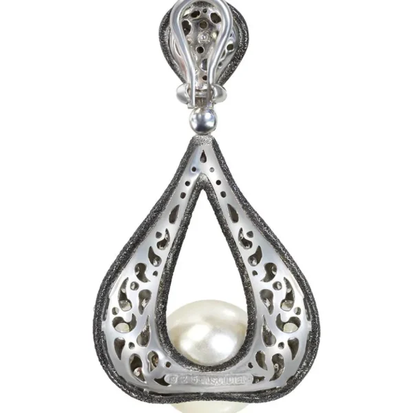 Pearl Earrings | Diamond Earrings*Alex Soldier Gold Twist Earrings With Pearl & White Diamonds