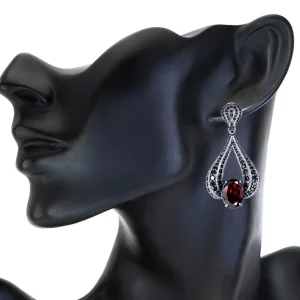Garnet Jewelry | Stud Earrings*Alex Soldier Gold Twist Earrings With Garnet & Black Spinel