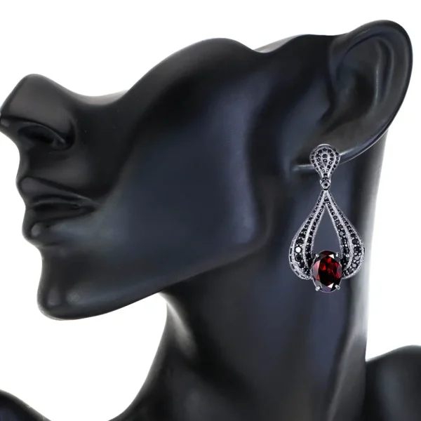 Garnet Jewelry | Stud Earrings*Alex Soldier Gold Twist Earrings With Garnet & Black Spinel